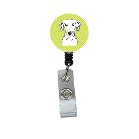 CAROLINES TREASURES Checkerboard Lime Green Dalmatian Retractable Badge Reel BB1272BR